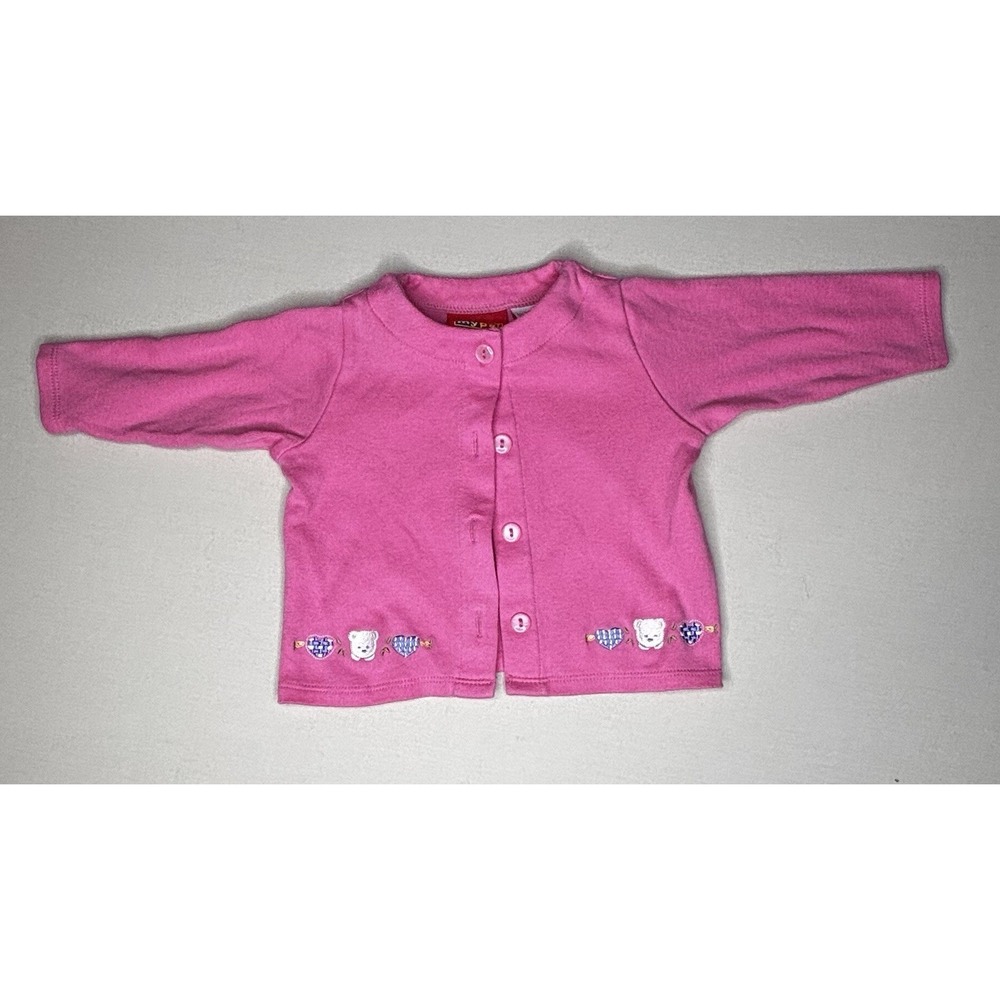 My Pal Baby Girls Solid Pink Button Up Long Sleeve Cardigan Size 3-6 Months